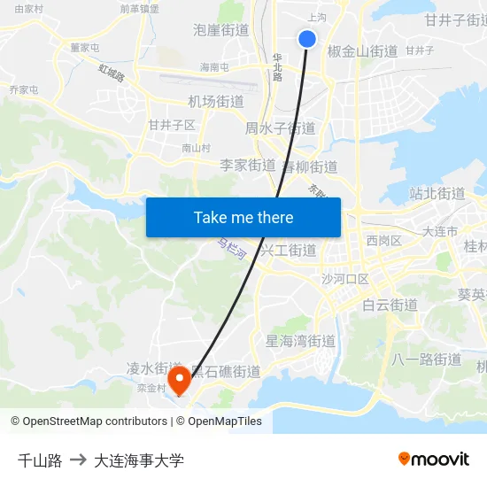 千山路 to 大连海事大学 map