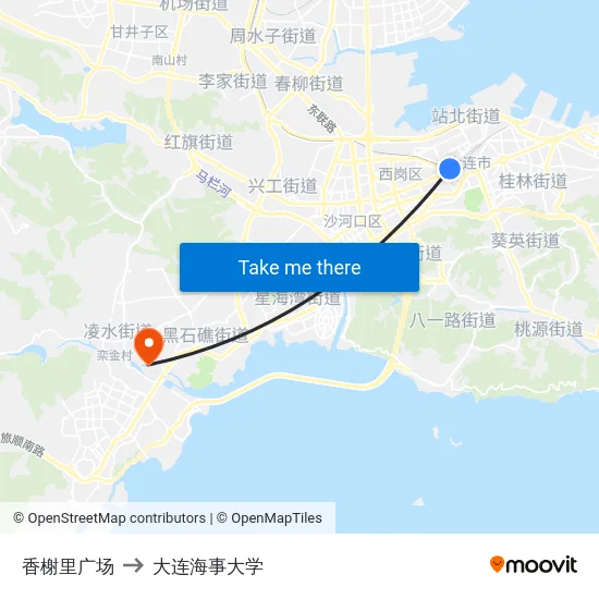 香榭里广场 to 大连海事大学 map