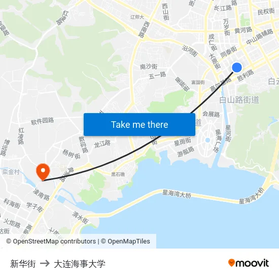新华街 to 大连海事大学 map