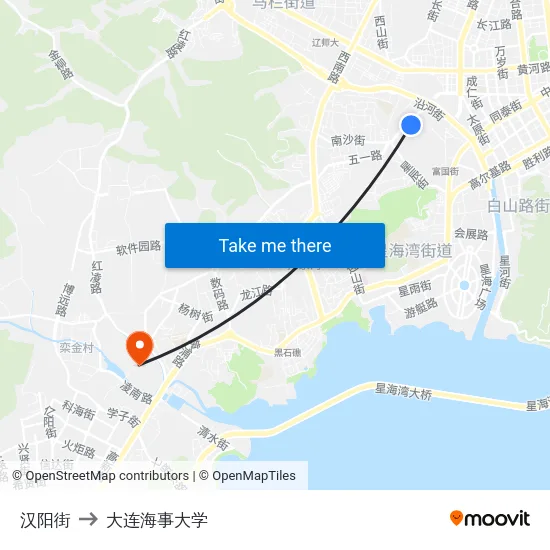 汉阳街 to 大连海事大学 map