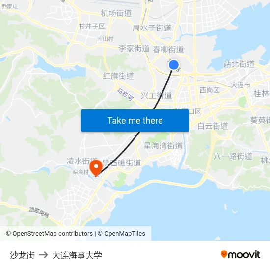 沙龙街 to 大连海事大学 map