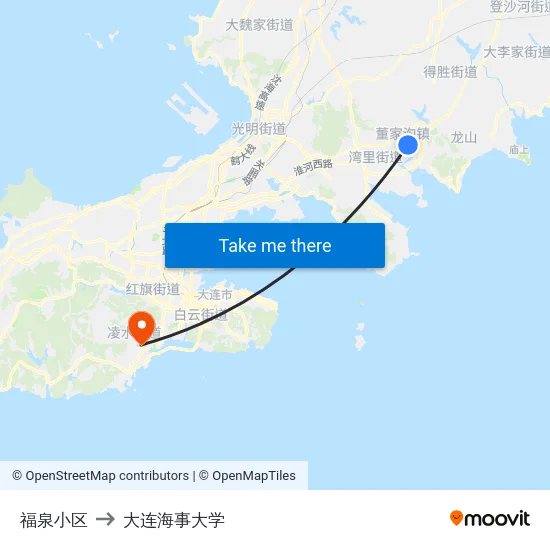福泉小区 to 大连海事大学 map