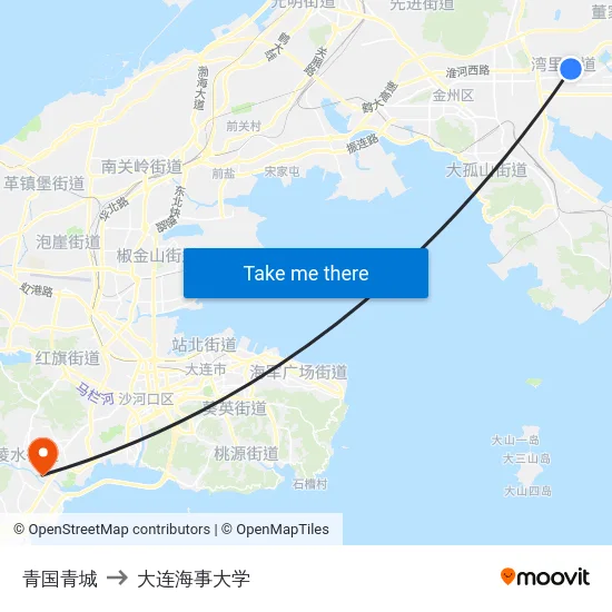 青国青城 to 大连海事大学 map