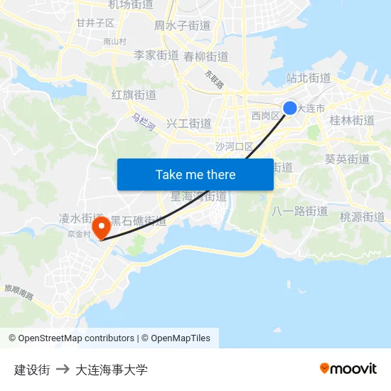 建设街 to 大连海事大学 map