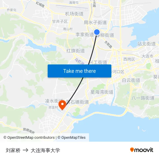 刘家桥 to 大连海事大学 map