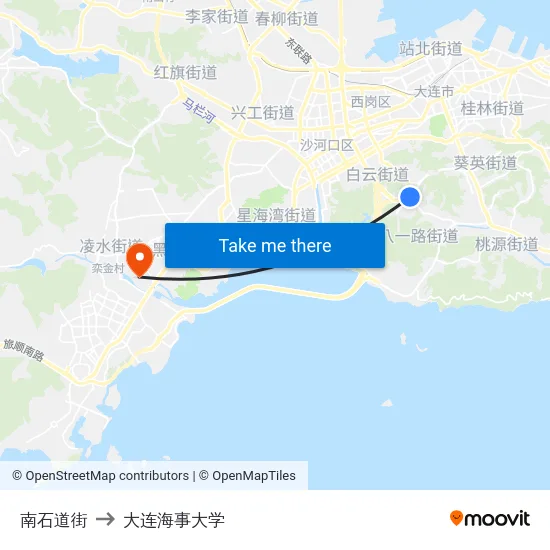 南石道街 to 大连海事大学 map