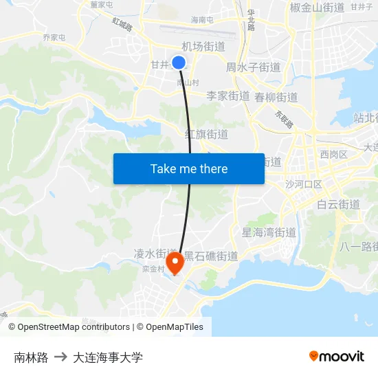 南林路 to 大连海事大学 map