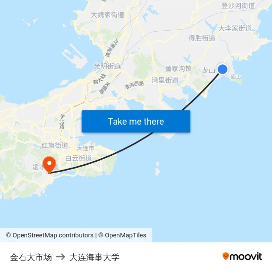 金石大市场 to 大连海事大学 map