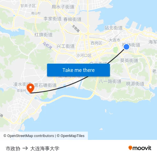 市政协 to 大连海事大学 map