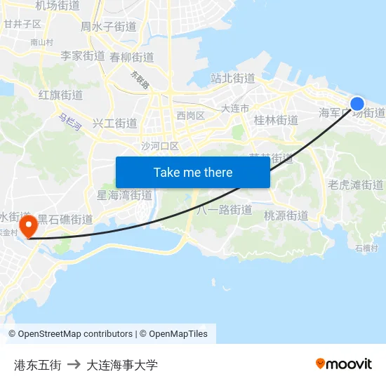 港东五街 to 大连海事大学 map