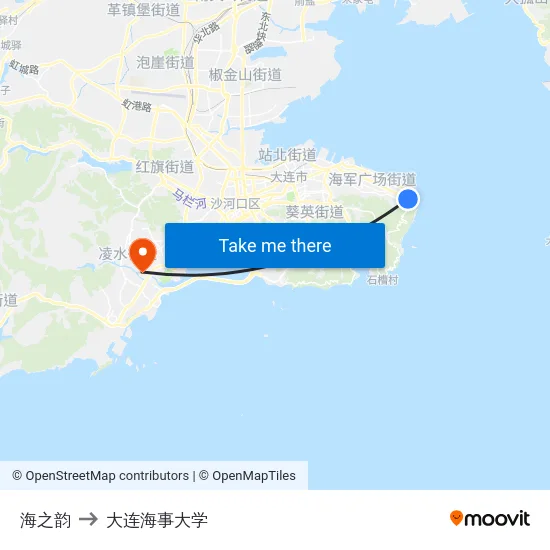 海之韵 to 大连海事大学 map