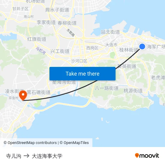 寺儿沟 to 大连海事大学 map