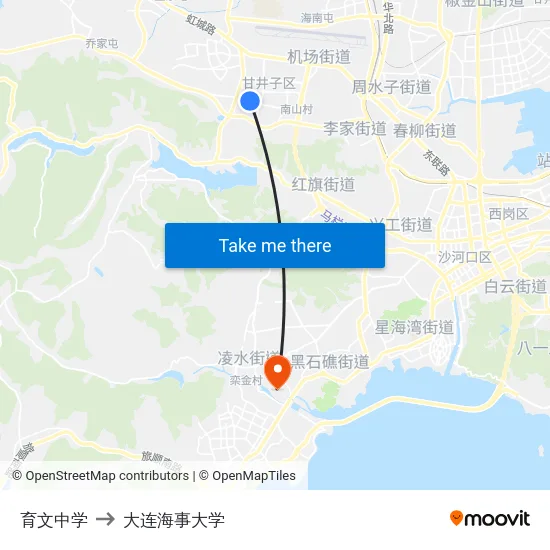 育文中学 to 大连海事大学 map