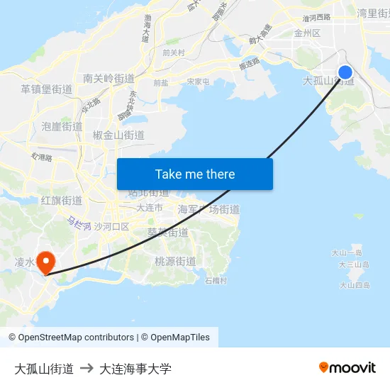 大孤山街道 to 大连海事大学 map