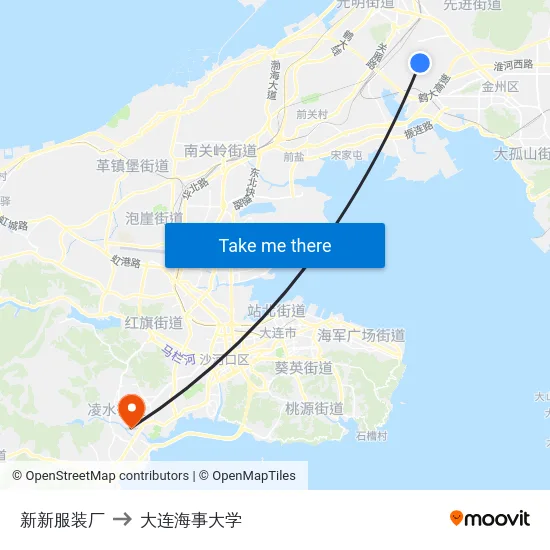 新新服装厂 to 大连海事大学 map