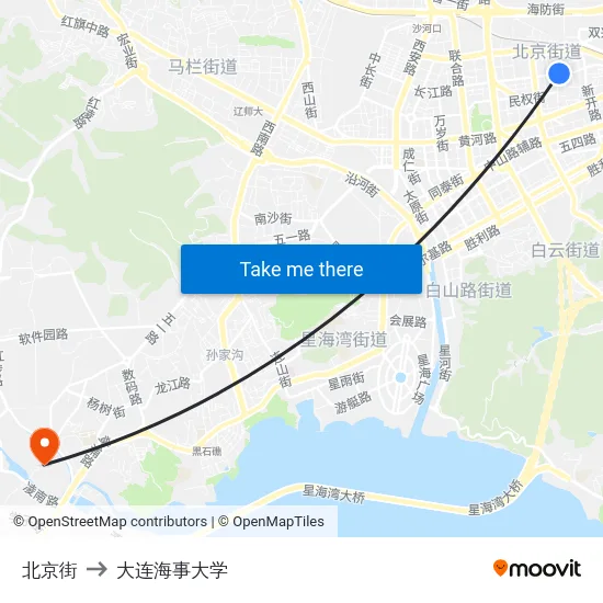 北京街 to 大连海事大学 map