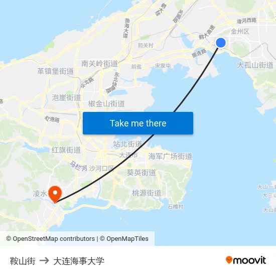 鞍山街 to 大连海事大学 map