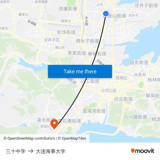 三十中学 to 大连海事大学 map