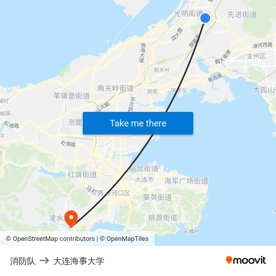 消防队 to 大连海事大学 map