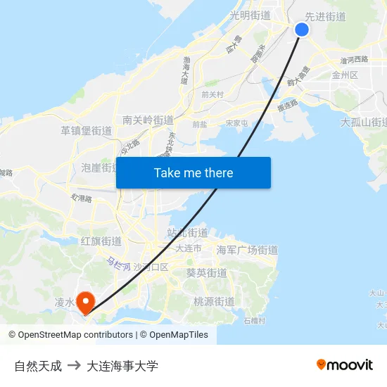 自然天成 to 大连海事大学 map