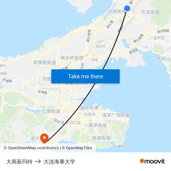 大商新玛特 to 大连海事大学 map