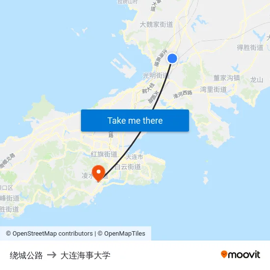 绕城公路 to 大连海事大学 map