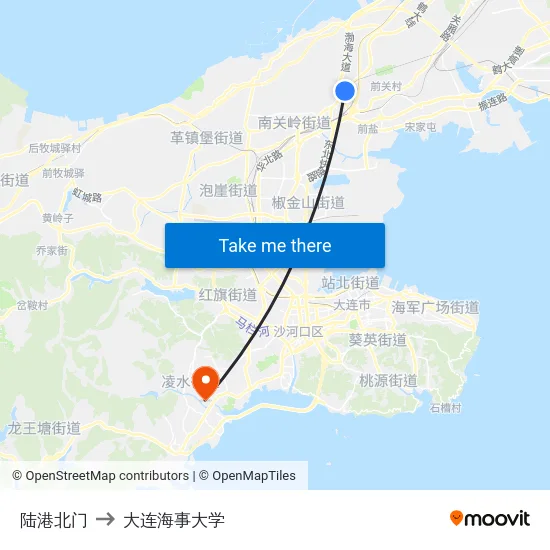 陆港北门 to 大连海事大学 map