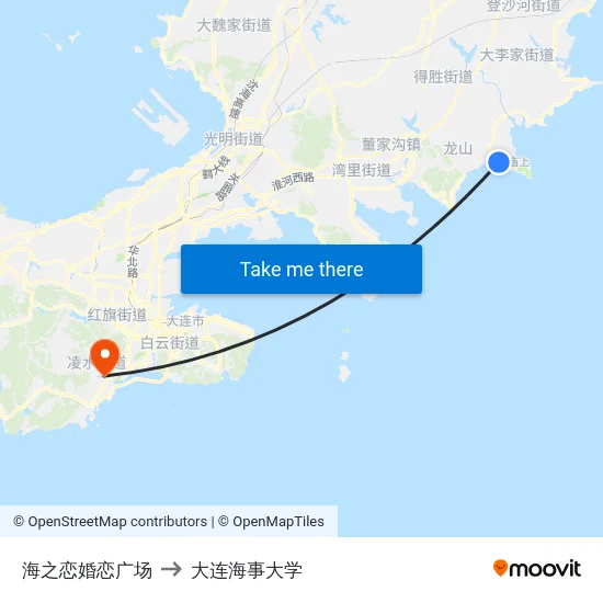 海之恋婚恋广场 to 大连海事大学 map