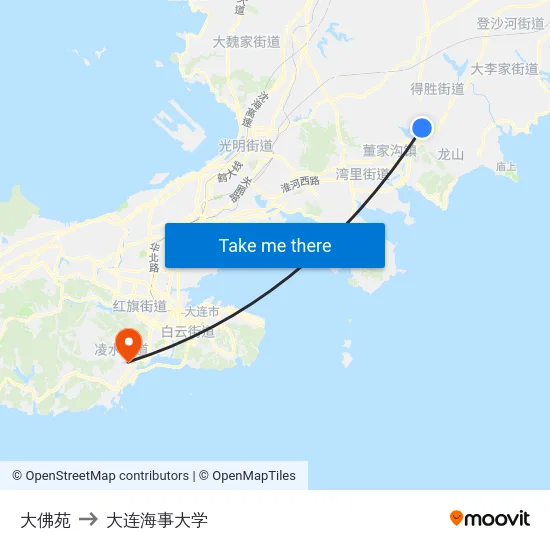大佛苑 to 大连海事大学 map