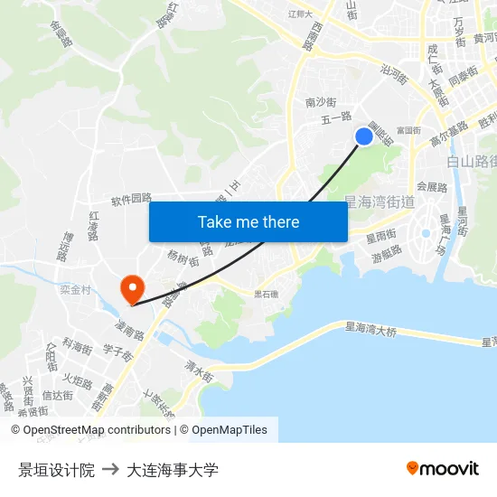 景垣设计院 to 大连海事大学 map