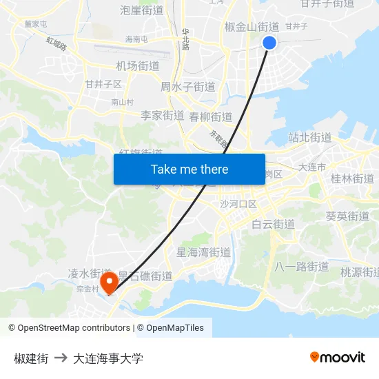 椒建街 to 大连海事大学 map