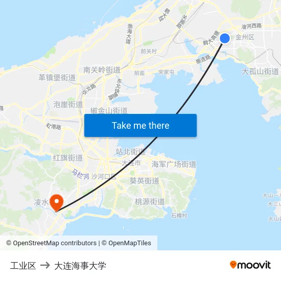 工业区 to 大连海事大学 map