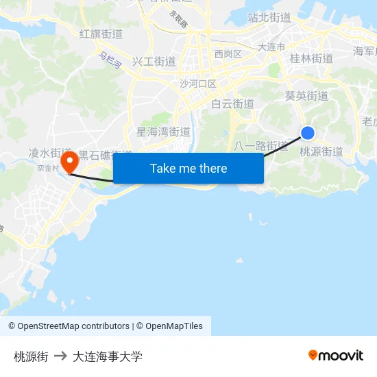 桃源街 to 大连海事大学 map