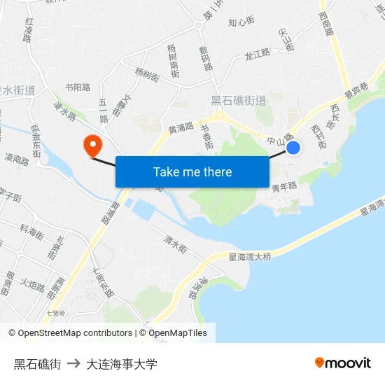 黑石礁街 to 大连海事大学 map