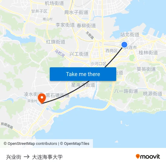 兴业街 to 大连海事大学 map