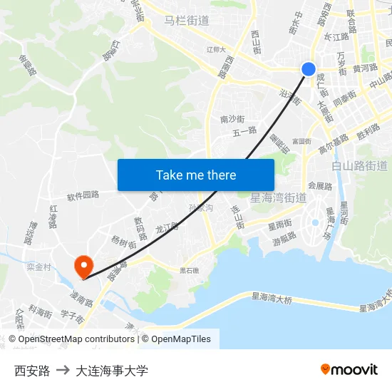 西安路 to 大连海事大学 map