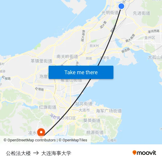 公检法大楼 to 大连海事大学 map