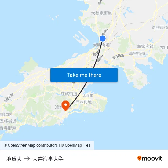 地质队 to 大连海事大学 map