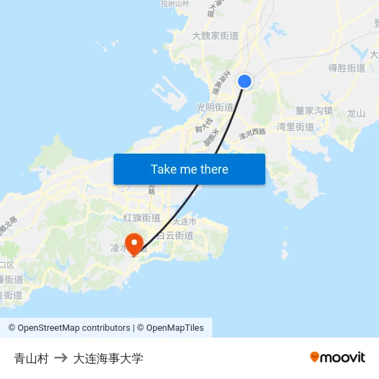 青山村 to 大连海事大学 map
