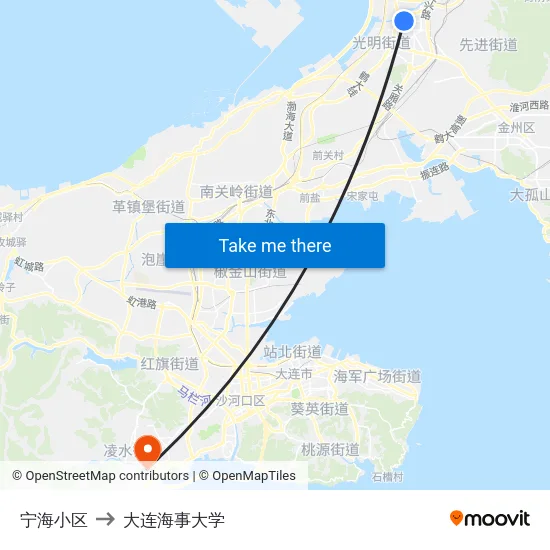 宁海小区 to 大连海事大学 map