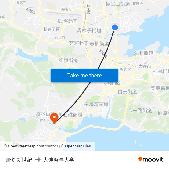 鹏辉新世纪 to 大连海事大学 map
