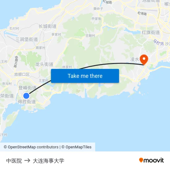 中医院 to 大连海事大学 map