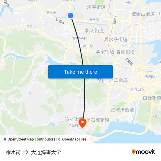 榆水街 to 大连海事大学 map