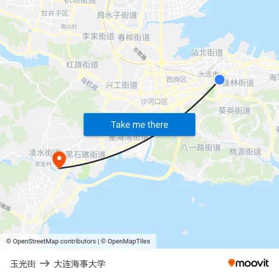 玉光街 to 大连海事大学 map