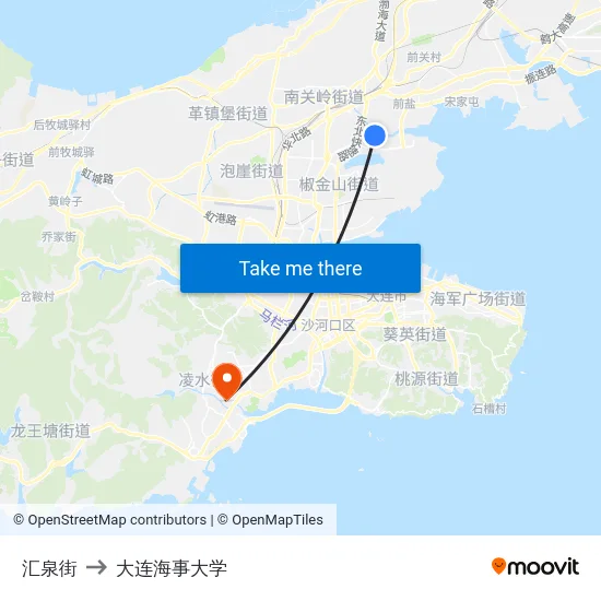 汇泉街 to 大连海事大学 map