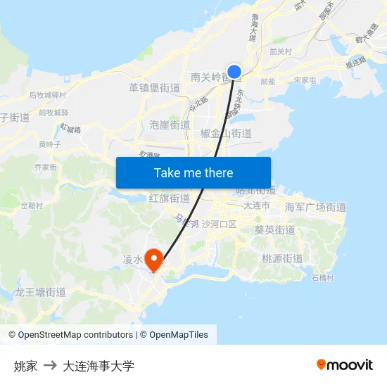 姚家 to 大连海事大学 map
