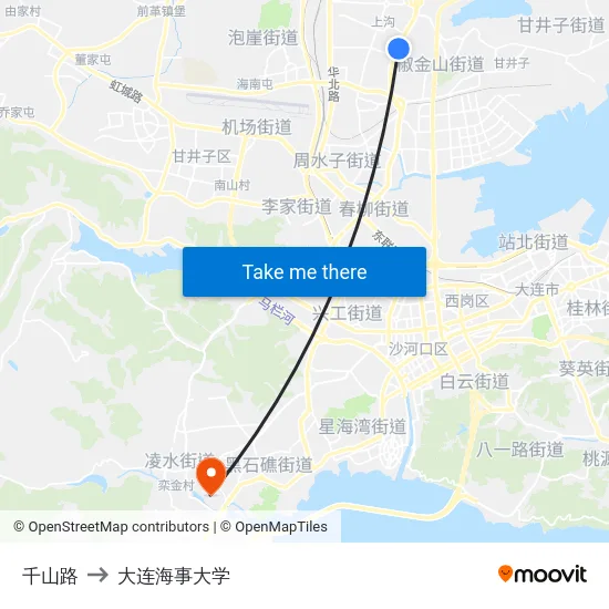 千山路 to 大连海事大学 map
