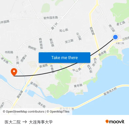 医大二院 to 大连海事大学 map