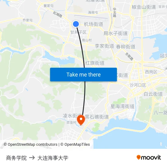 商务学院 to 大连海事大学 map