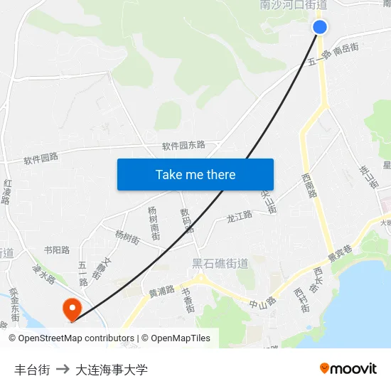 丰台街 to 大连海事大学 map